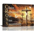 thumbnail image 1 of Christian Cross Decor Wall Art Rustic Christ Scripture Crosses Inspirational Quotes Pictures Wall Decor Canvas Painting Prints Artwork Decorations Framed for Church Bathroom Bedroom Kitchen 16"x12", 1 of 6