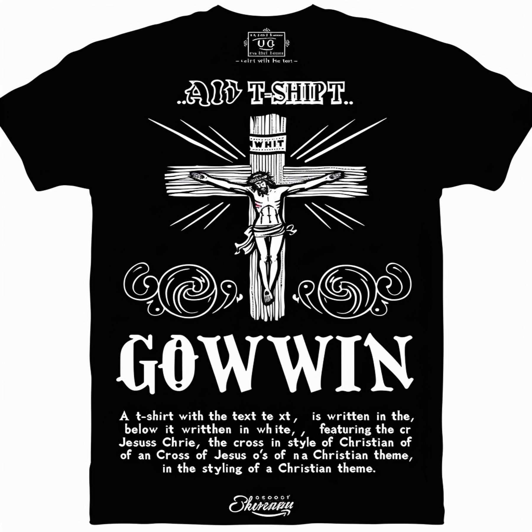 Christian Cross 'GOD WINS' Black TShirt Inspirational Religious Tee