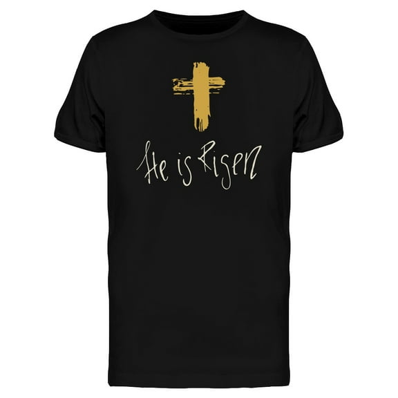 Christian Cross He Is Risen Art T-Shirt Men -Image by Shutterstock, Male 3X-Large