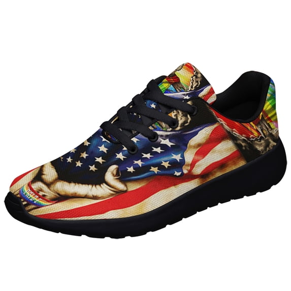 Christian Cross In LGBT Pride Shoes Sneakers for Women Men Black Size 4.5