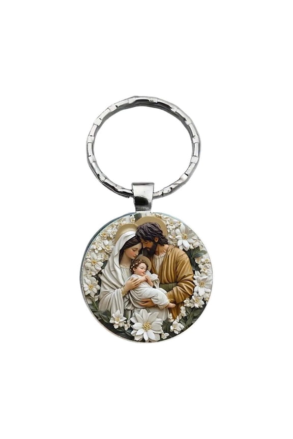 Christian Cross Keychain Stainless Steel Metal Key Ring Religious Baptism Confirmation Christmas Gift