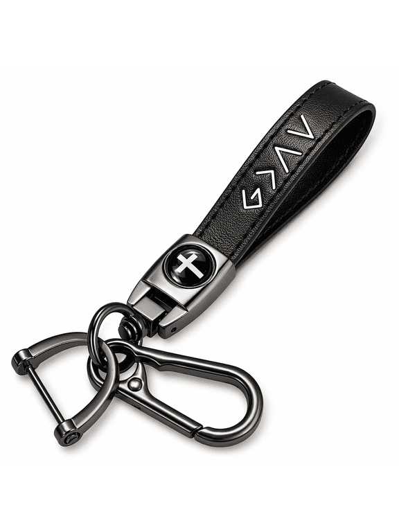 Christian Cross Leather Keychain, Inspirational Religious Gift for Dad, Son, Husband