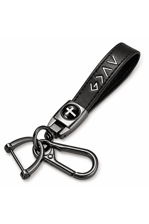 Christian Cross Leather Keychain for Men God Is Greater Than the Highs and Lows Key Ring, Baptism Confirmation Graduation Gifts for Boys, Christian Gift for Dad Son Husband