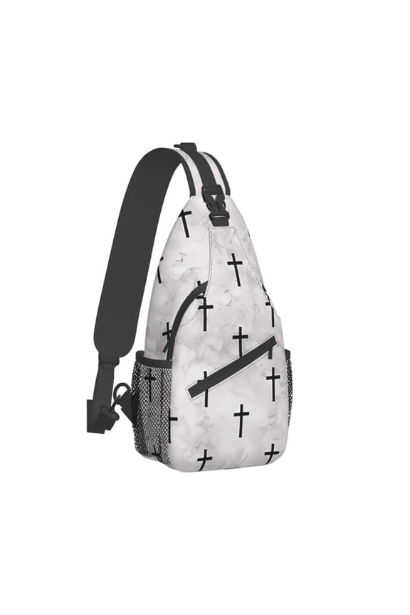 Christian Cross Pattern Crossbody Chest Bags Cross Crucifixion Pockets Travel Pack Messenger Sports Teens Shoulder Bag Unisex
