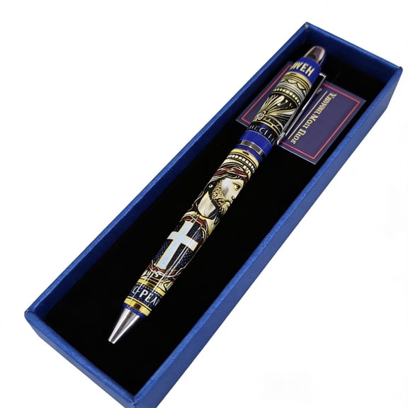 Christian Cross Pen, Jesus Commemorative Pen Ballpoint, 5.5 Inch Stainless Steel Memorial Pen for Collection Gift, Christian Religious Gift