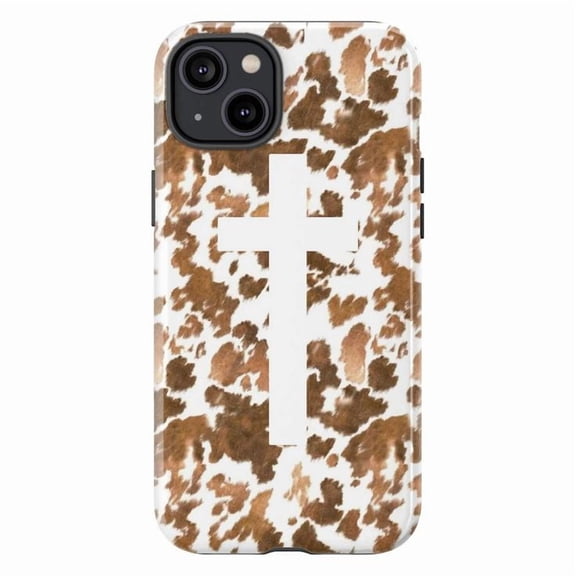 Christian Cross Phone Case, Leopard Print Faith Inspired Design, Religious Stylish Protective Cover for iPhone 17 16 15 14 13 12 11 Pro Max Plus Mini