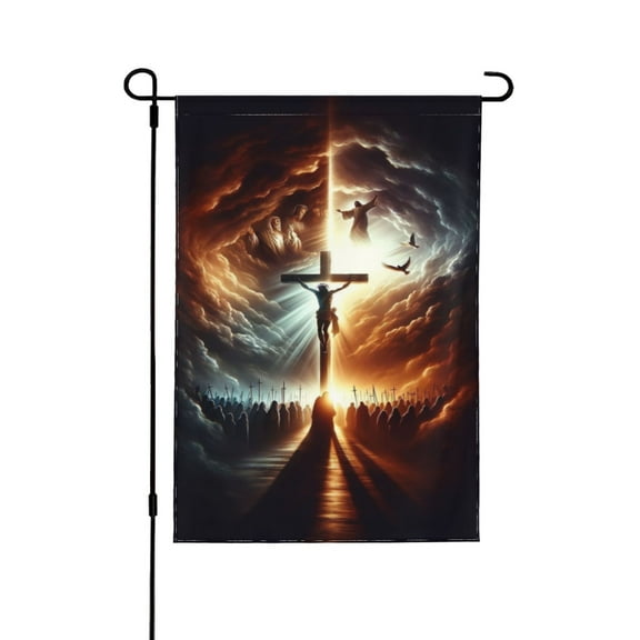 Christian Cross Religious Garden Flag 12.5 X 18 Inch Double Sided, Decorative Flag Balcony Courtyard Indoor Welcome Garden Flag