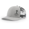 thumbnail image 1 of Christian Cross Roots Jesus Christ Mens Embroidered Mesh Back Trucker Hat, Silver/Grey Camo, 1 of 4