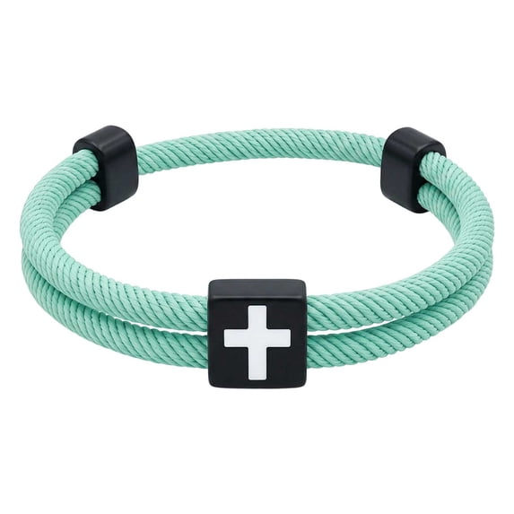 Christian Cross Rope Bracelet, Pendant Charm Bracelet with Cross Motif, Minimalist Cord Bracelet Unisex, Everyday Wear Gift Idea for Him Her