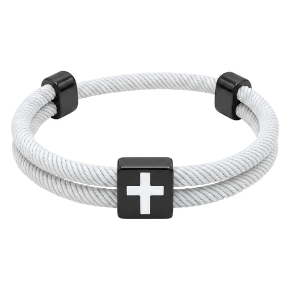 Christian Cross Rope Bracelet, Pendant Charm Bracelet with Cross Motif, Minimalist Cord Bracelet Unisex, Everyday Wear Gift Idea for Him Her