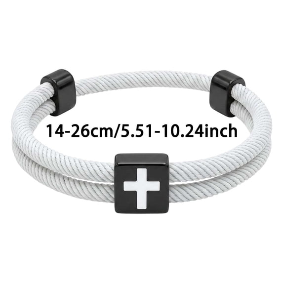 Christian Cross Rope Bracelet, Pendant Charm Bracelet with Cross Motif, Minimalist Cord Bracelet Unisex, Everyday Wear Gift Idea for Him Her