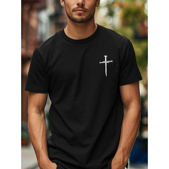 Christian Cross Shirt: Nail Cross Minimalist Faith Tee Tshirt All Size S-5XL