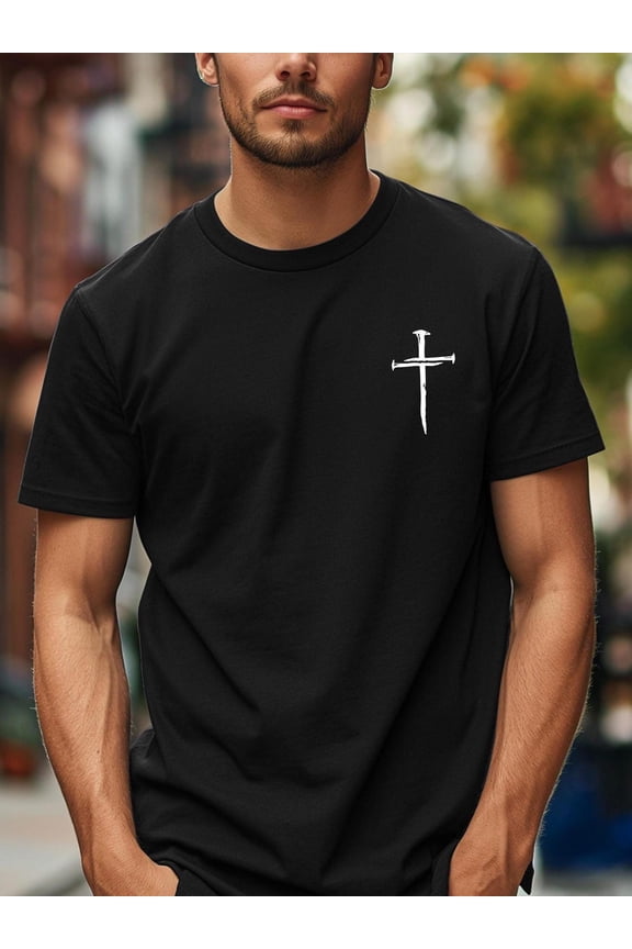 Christian Cross Shirt: Nail Cross Minimalist Faith Tee Tshirt All Size S-5XL