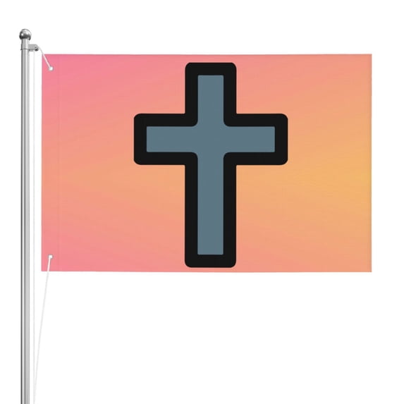 Christian Cross Symbol Double Sided Flag 2x3ft For Home/Company/Indoor Outdoor Decoration Flag 100% Polyester Banner