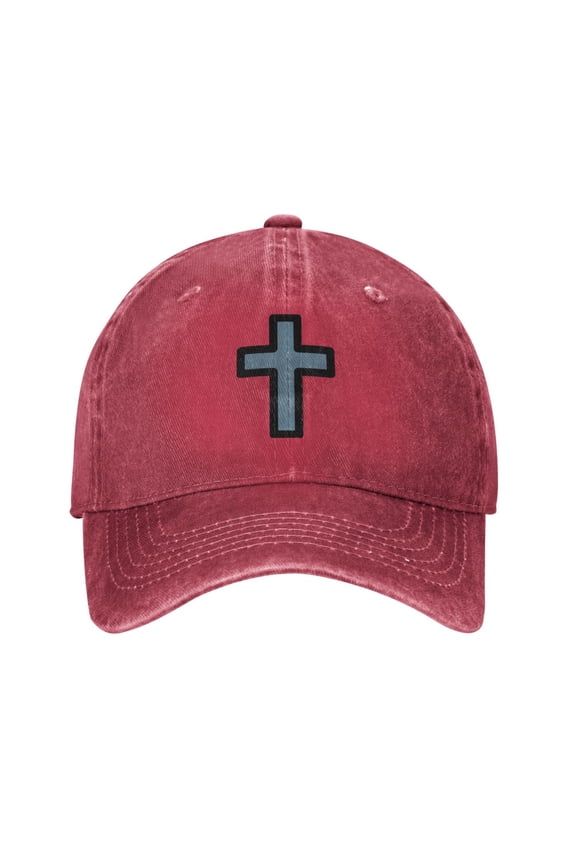 Christian Cross Symbol Unisex Adult Washed Denim Cotton Sport Outdoor Baseball Cap Adjustable Cowboy Baseball Hat