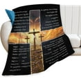thumbnail image 1 of Christian Cross US American Flag Blanket Religious Decor Throw Blanket Jesus Faith Inspirational Blanket Gifts for Women Men Bedding Warm Soft Fleece Flannel Blanket for Adults Kids 40"x50", 1 of 5