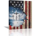 thumbnail image 1 of Christian Cross Wall Art American Flag Cross Pictures Wall Decor Patriotic Inspirational Canvas Painting Print Catholic Religious Decor Artworks for Office Bathroom Bedroom Living Room Church 16"x20", 1 of 7