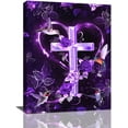 thumbnail image 1 of Christian Cross Wall Art Purple Flower Cross Hummingbird Pictures Wall Decor Religious Inspirational Canvas Painting Print Catholic Decor Artwork for Office Bathroom Bedroom Living Room Church 12"x16", 1 of 7
