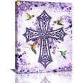 thumbnail image 1 of Christian Cross Wall Art Purple Flower Cross Hummingbird Pictures Wall Decor Religious Inspirational Canvas Painting Print Catholic Decor Artwork for Office Bathroom Bedroom Living Room Church 12"x16", 1 of 6
