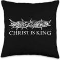Christian Crown of Thorns Jesus Is King Throw Pillow Cover 18x18