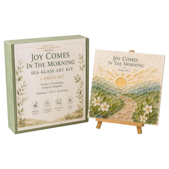 Christian DIY Sea Glass Art Kit - Psalms Themed DIY Art Set With Uplifting Scripture Verse, Perfect for Faith-Filled Home Decor and Spiritual Reflection,E