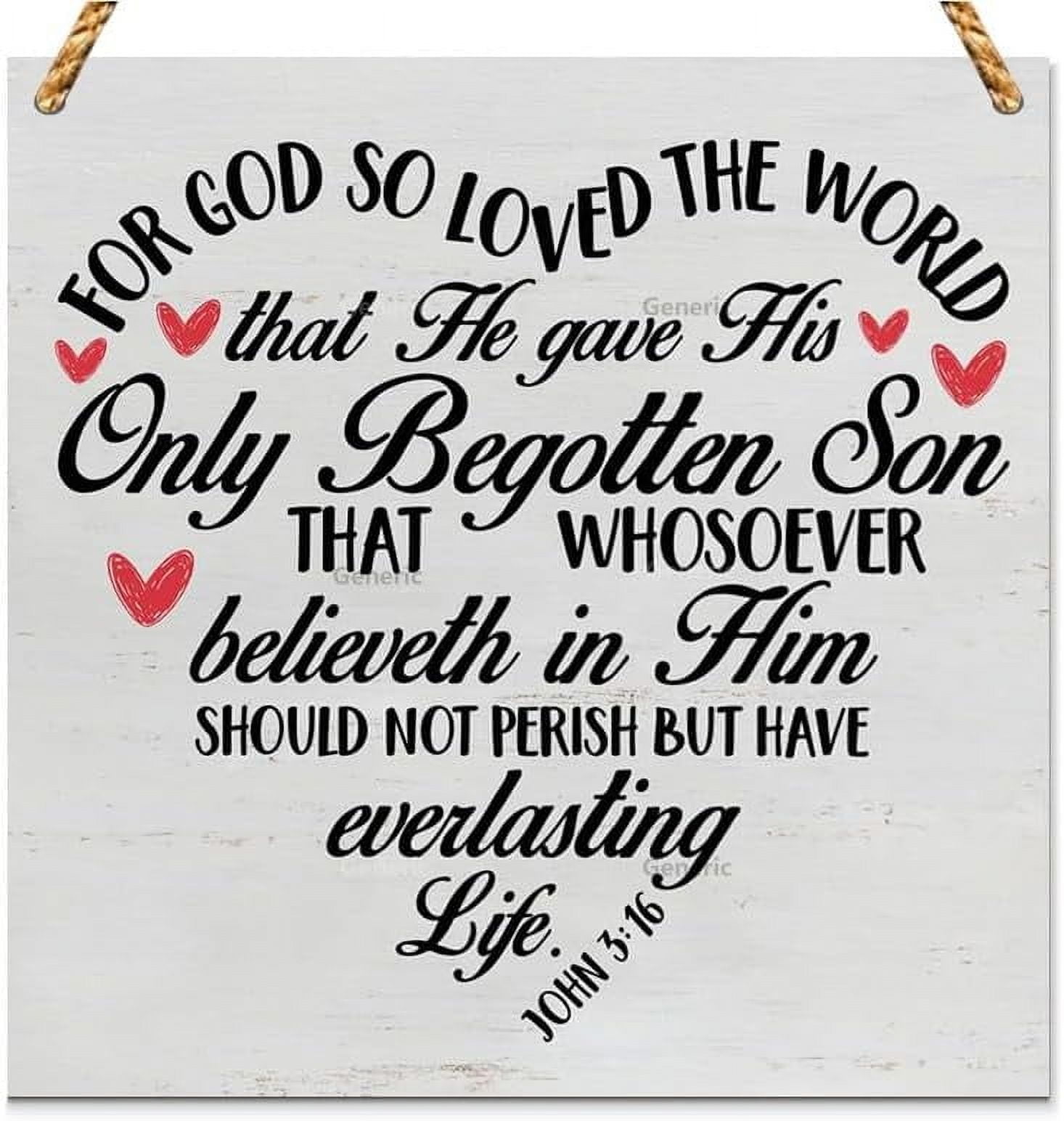 Christian Decor Bible Verse Wooden Sign John 3 16 Scriptures Wood Sign ...