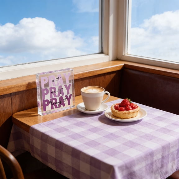 Christian Decor, Pray Over It Bible Verse Wall Art Gifts, Blue Dorm Bathroom Room Decoration, Wooden Box Sign for Home Pastor Farmhouse Livinging Room Church Table Desk bookshelf Decoration