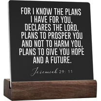 Christian Decor Sign Desk Decor Rustic Motivational Bible Verse Jeremiah 2911 Black Ceramic Table Sign For Home Office Living Room Church Kitchen Bedroom Table Shelf Religious Gifts