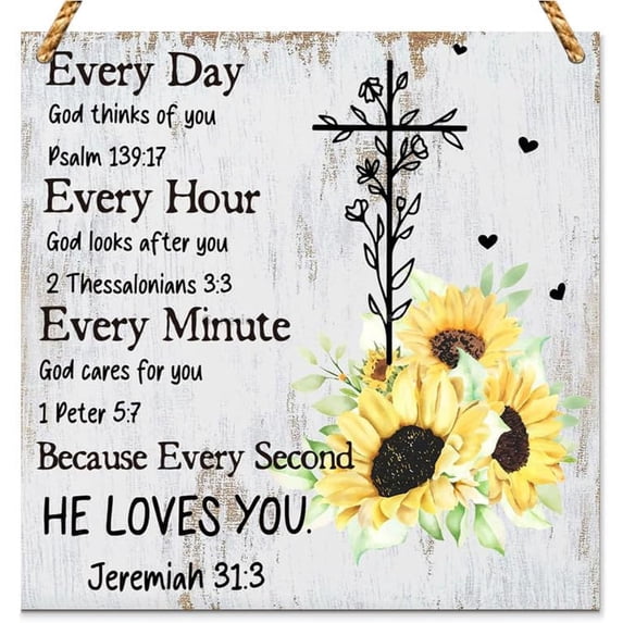 Christian Decor for Women Inspirational Gifts Prayers Religious Scripture Birthday Gifts Sister Coworker Men Friends Valentines Motivational Catholic Gifts Wood Sign Wooden Wall Decor 8 * 8 inch