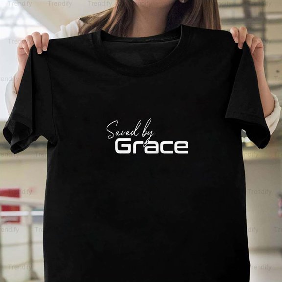 Christian Design Saved By Grace Minimal Graphic Religious Unisex T-Shirt, up to size 5XL