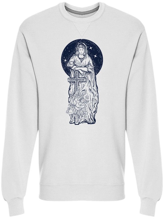 Christian Design Virgin Mary Sweatshirt Men -Image by Shutterstock, Male Medium
