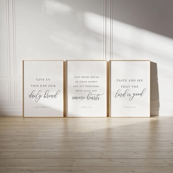 Christian Dining Room Dining Room Wall Art Bible Verse Christian Kitchen Scripture Set 3 Unframed Paper Print 8x12