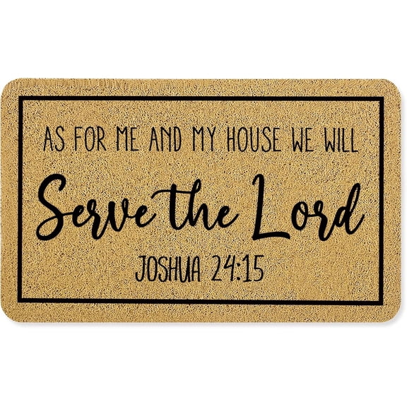 Christian Door Mat, as for Me and My House We Will Serve The Lord Verse Doormat for Front Door Indoor Outdoor Porch Entrance Entryway, Christian Welcome Mat Outside, 17x30 Inches