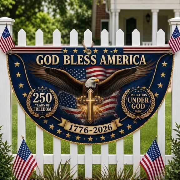 Christian Eagle Semicircle Bottom Flag for Patriotic Outdoor Display