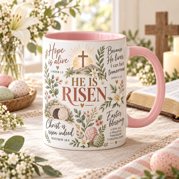 Christian Easter Coffee Mug Hope and Resurrection Design for Morning Devotions and Church Gifts