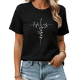 thumbnail image 1 of Christian Easter He Is Risen Handwritten Cross Graphic Tees Womans T shirt Shirts Black White S-5XL Tops, 1 of 4