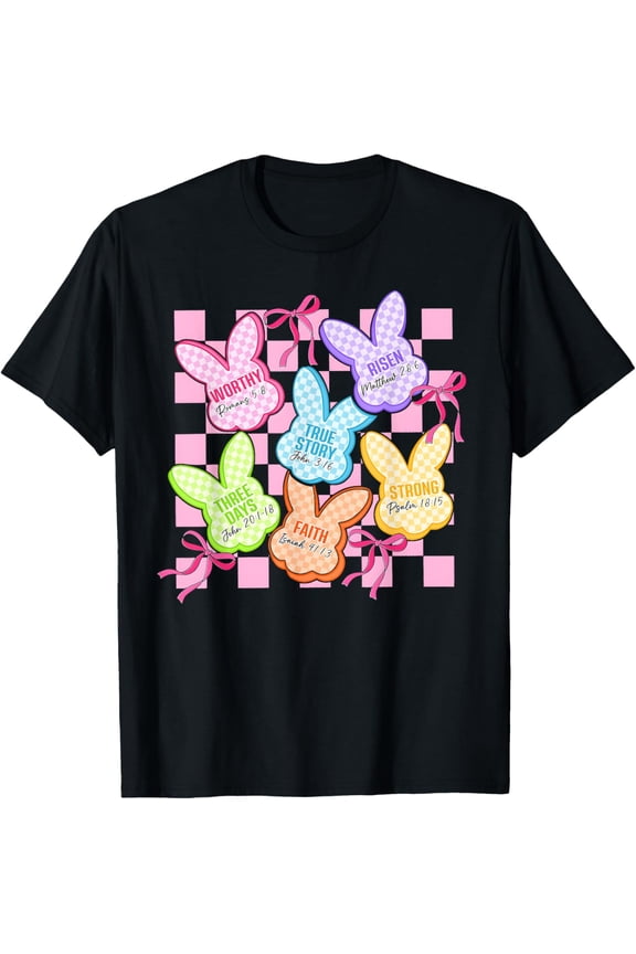 Christian Easter He is Risen Bunny Candy Coquette Bow y T-Shirt