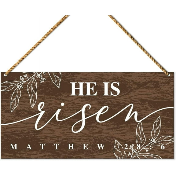 Christian Easter Sign Metal Decor, Christian Easter Door Sign Decorations for Home Living Room Religious Easter Day Hanging Sign Wall Decor, He Is Risen