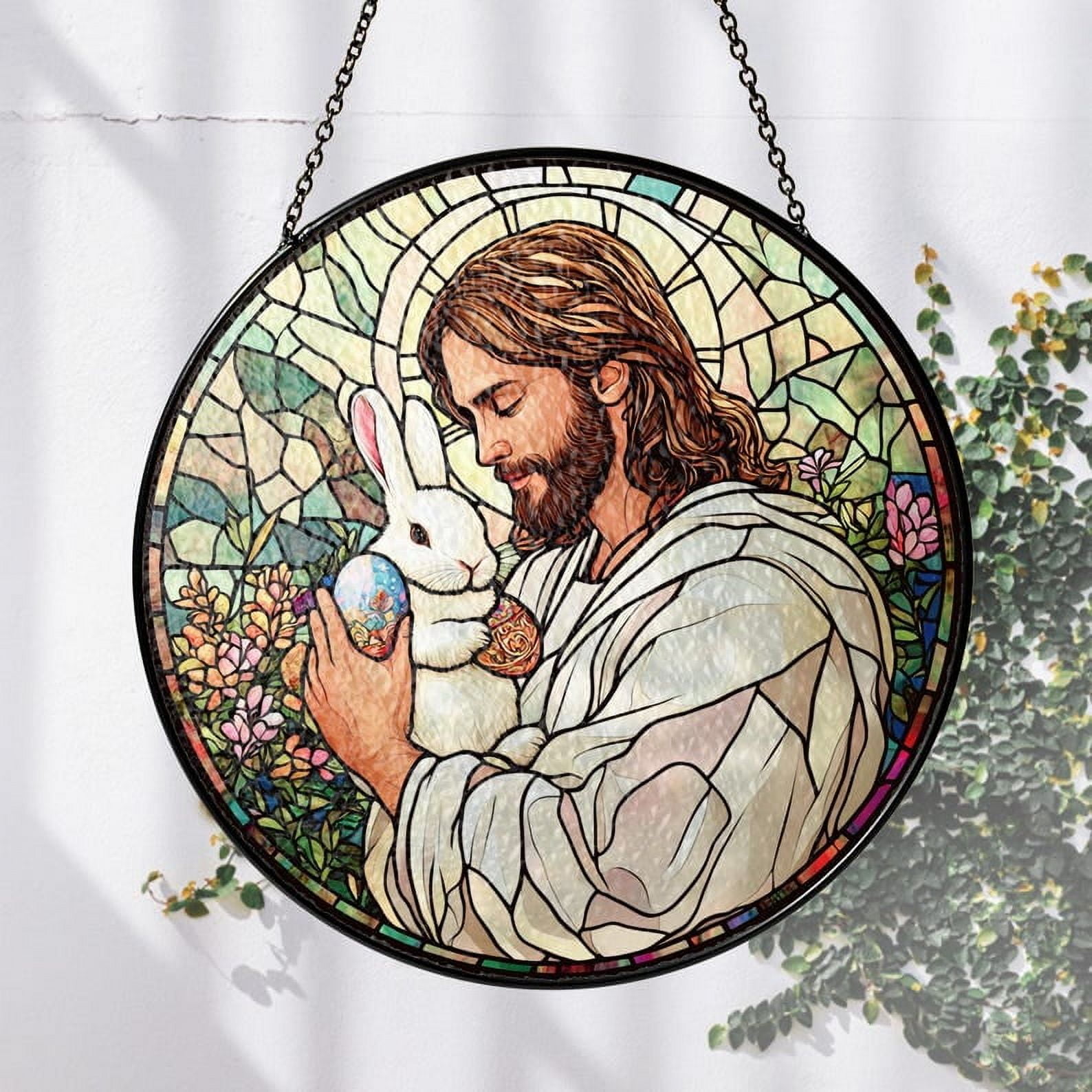 Christian Easter Stained Glass Suncatcher, He is Risen, Easter Jesus ...