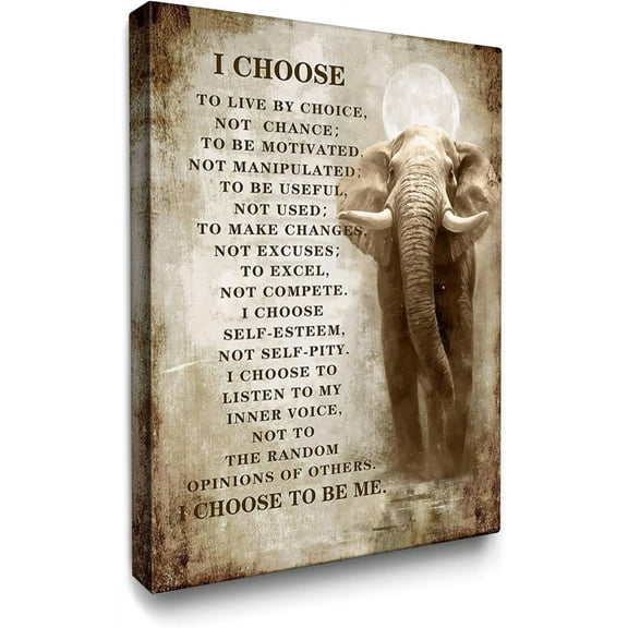 Christian Elephant Canvas Wall Art Motivational Elephant Picture Wall Decor Framed Inspirational Quotes Posters Home for Living Room Bedroom Bathroom Decoration 8 x 10 in