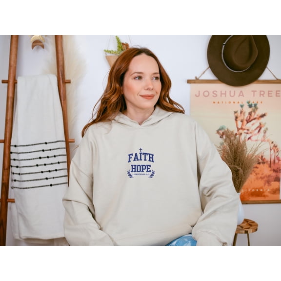Christian Embroidered Hoodie Bible Verse Faith Sweatshirt Religious Youth Teen Jesus Apparel.