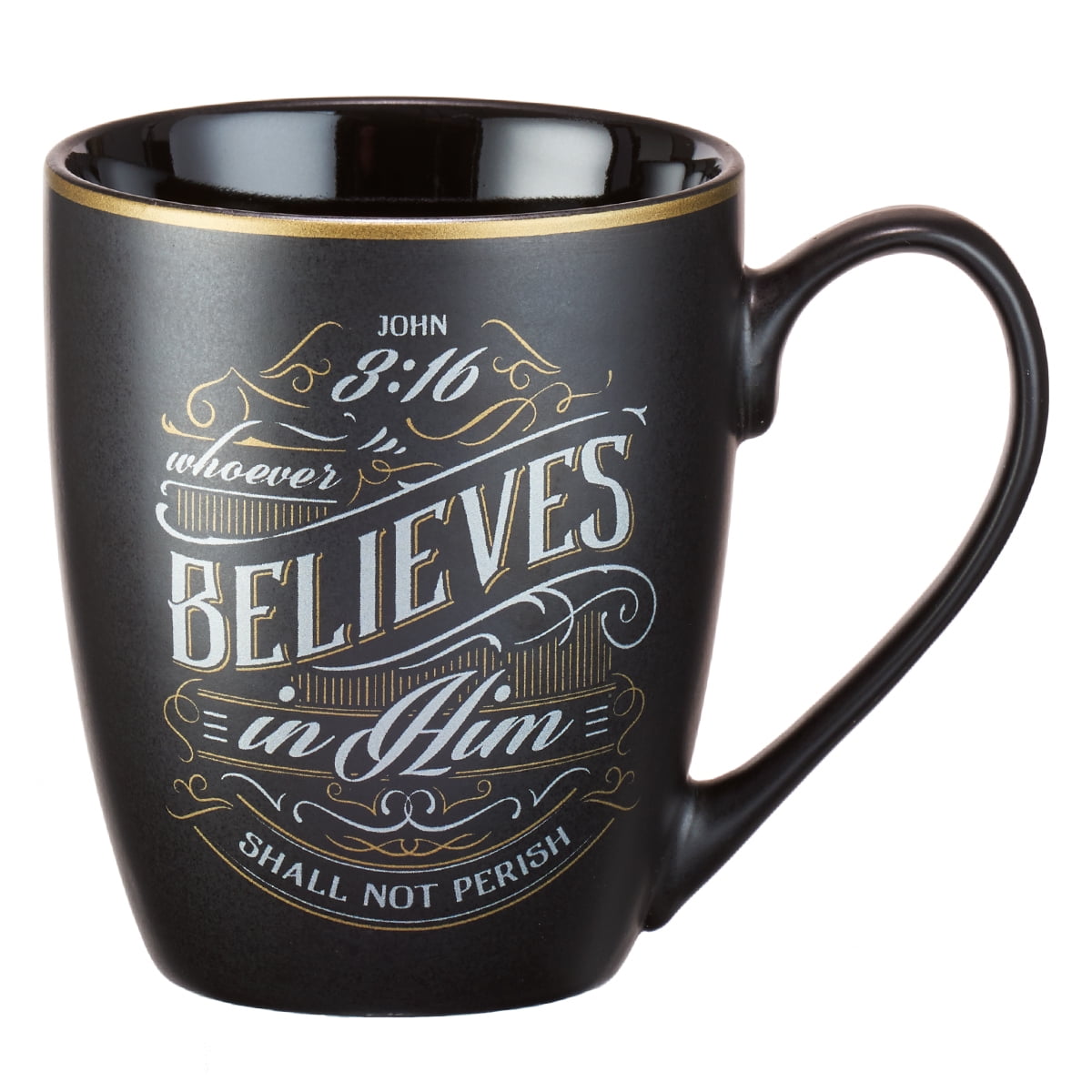 Matte Black Ceramic John 3:16 Inspirational Mug