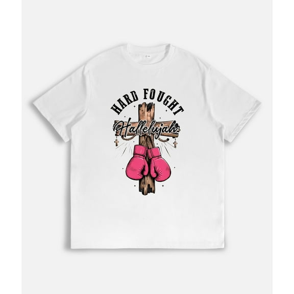 Christian Encouragement Tee - "Hard Fought Hallelujah" Inspirational Shirt with Cross Design - Soft Cotton Faith Apparel for Believers