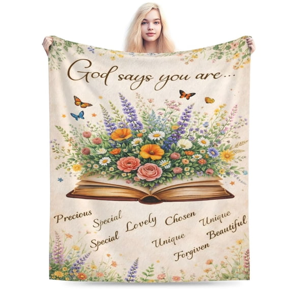 Christian Faith Blanket Gift Throw Blanket Inspirational Bible Floral Pattern Blanket Cozy Soft Home Decor Gift for Women 50x40