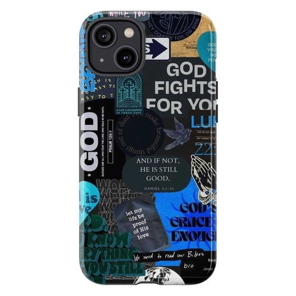Christian Faith Collage Phone Case, Bible Verse iPhone Cover, Inspirational Scripture Design for iPhone 16 15 14 13 12 11 Pro Max Plus Mini