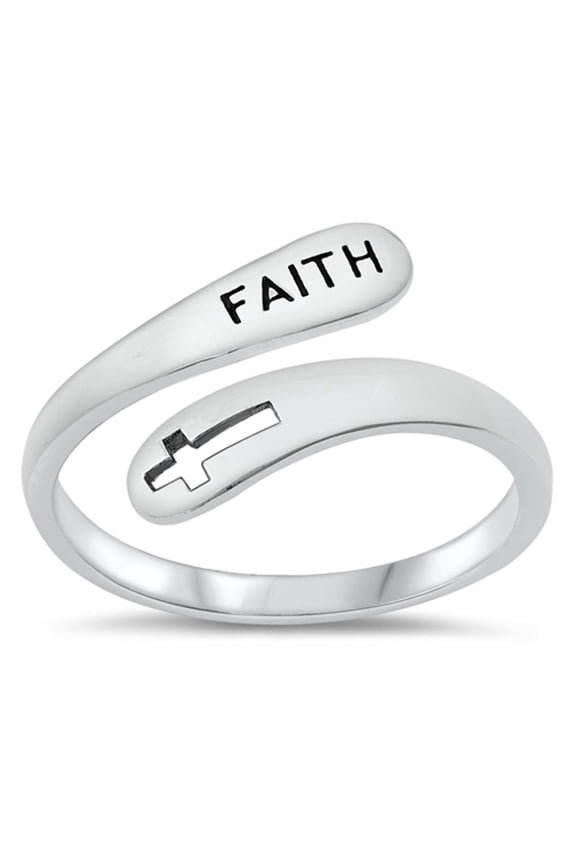 Christian Faith Cross Spoon Ring .925 Sterling Silver Band Jewelry Female Male Unisex Size 10