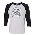 thumbnail image 1 of Christian Faith Family and Farm Life Ladies Baseball Tee-Black/Heather White-Medium, 1 of 4