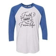 thumbnail image 1 of Christian Faith Family and Farm Life Ladies Baseball Tee-Royal/Heather White-XXL, 1 of 4