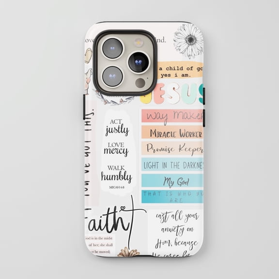 Christian Faith For All iPhone Series Protective Phone Case Scrapbook Pastel White