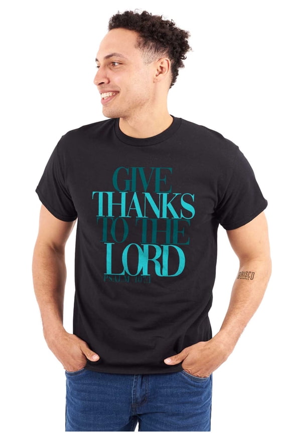 Christian Faith Give Thanks to Lord Men's Graphic T Shirt Tees Brisco Brands L